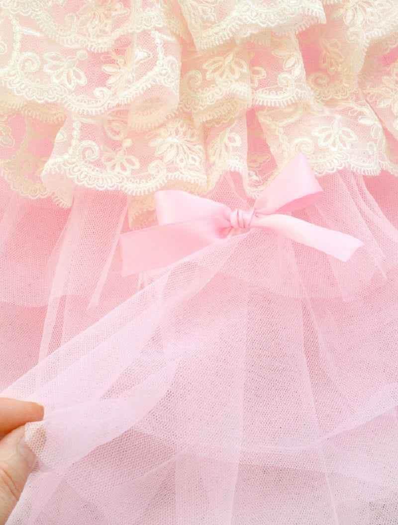 Elegant Pink Lace Dog Dress Trailing Handcrafted Princess Tutu Gown for Wedding Party - GiFTiFY