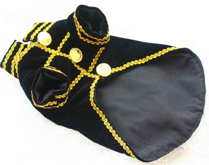 Handcrafted Velvet Dog Outfit with Gold Embroidery Double Breasted Buttons Vintage Pet Jacket - GiFTiFY