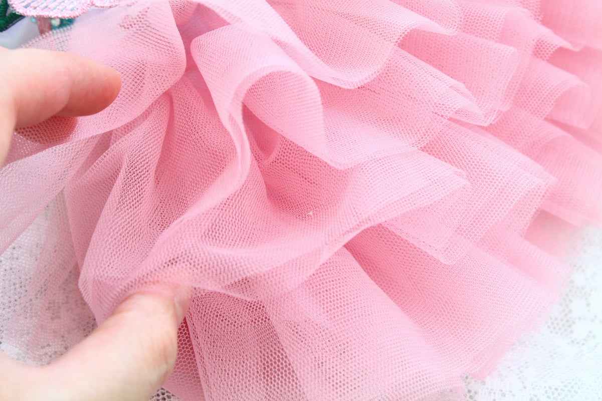 Handmade Dog Clothes Peony Pavilion Light Silk Embroidery Pet Dress