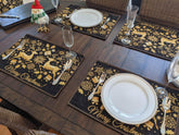 DaDa Bedding Set of 4-Pieces Magical Golden Reindeer Woven Tapestry Dining Table Placemats 13” x 19” - GiFTiFY