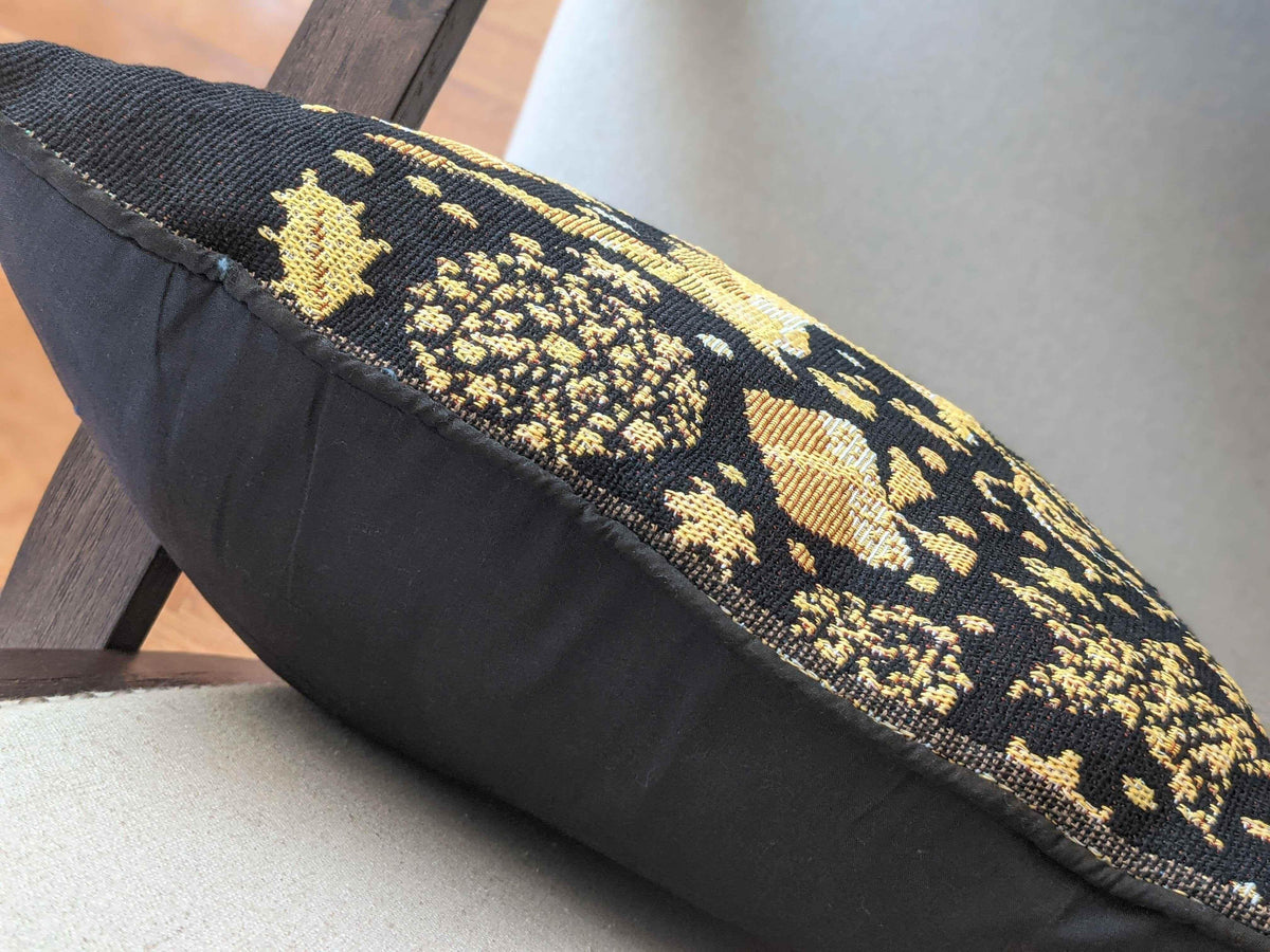 DaDa Bedding Magical Golden Reindeer Woven Tapestry Throw Pillow Covers 16" x 16" Throw Pillow Covers by DaDalogy Bedding Collection