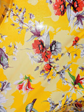 DaDa Bedding Set of 2 Radiant Sunshine Yellow Floral Window Curtain Panels - Natural Semi Sheer Hummingbirds Farmhouse Red Flowers Straight Tailored Edge - GiFTiFY