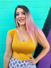 Retro Boat Neck Top in Mustard - GiFTiFY