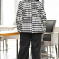 Boss Babe Diamond Shape Print Double Breated Plus Size Pant Suit - Black