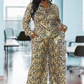 Tough Skin Plus Size Leopard Gold Foil Pants Set