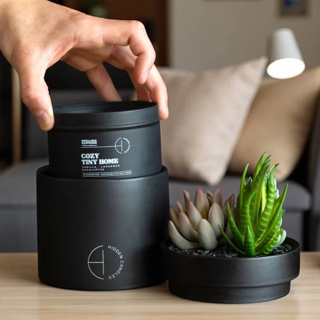 The Hidden Candle Succulent & Candle by Hidden Candles