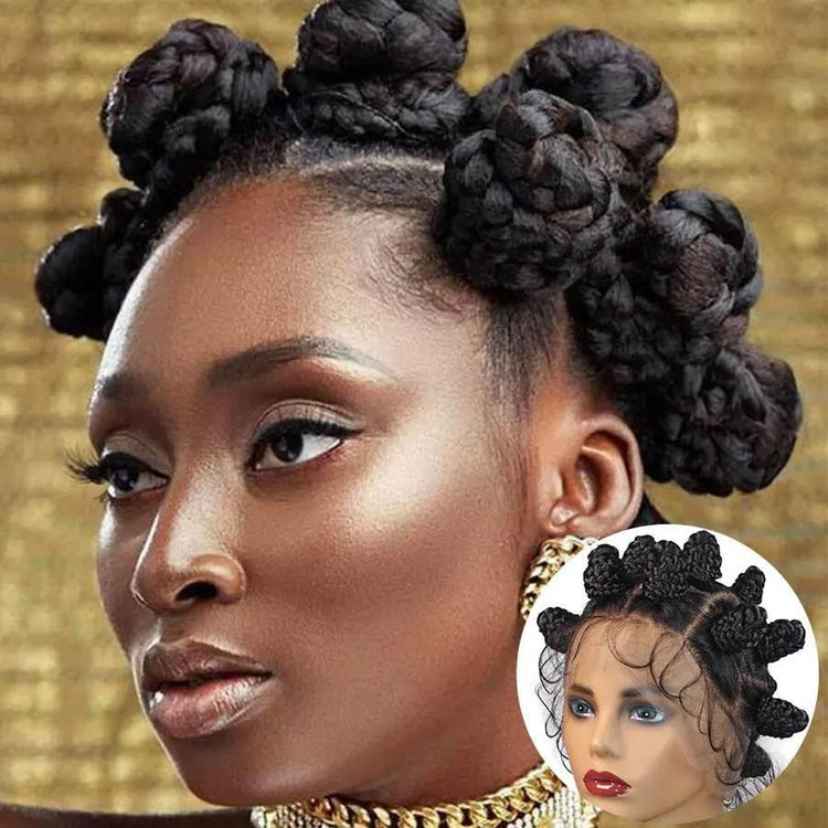 Summer Synthetic Bantu Knots Cornrows Braided Wigs Knotless Large Box Braids Wig Full Lace Wig For Black Women Handmade Twists - GiFTiFY