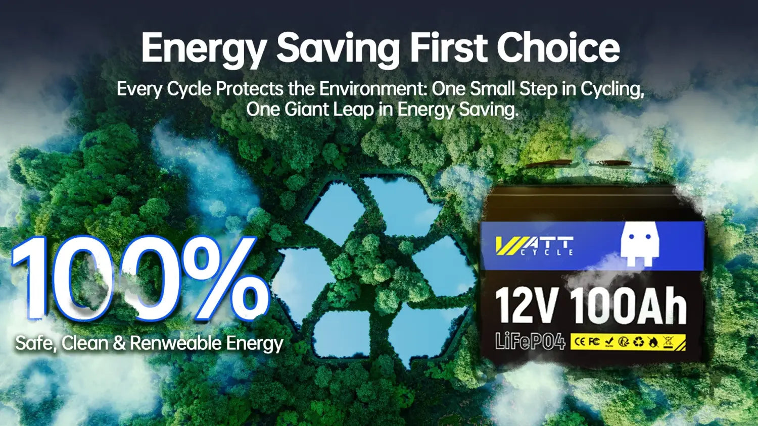 Wattcycle 12V 100Ah LiFePO4 Battery - Grade
