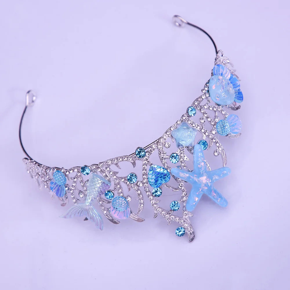 New Mermaid Crown Diadem Halloween Ocean Style Costume Seashell Starfish Hair Accessories for Women Girls Birthday Party Tiaras GiFTiFY