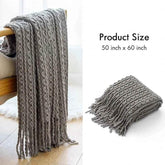 Bohemian Couch Blanket Large Knitted Tassel Throw for Bed Chair Sofa Couch Cover All-Season Blankets Home Decor Soft Comfortable - GiFTiFY