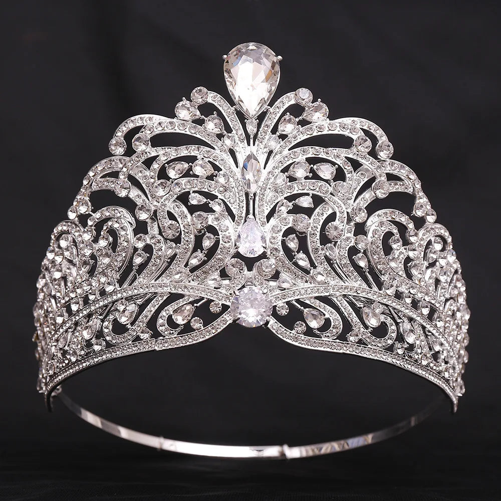 European Miss Universe Big Forest Crystal Wedding Crowns Cubic Zircon Crown Queen Rhinestone Tiara Party Stage Show Hair Jewelry GiFTiFY