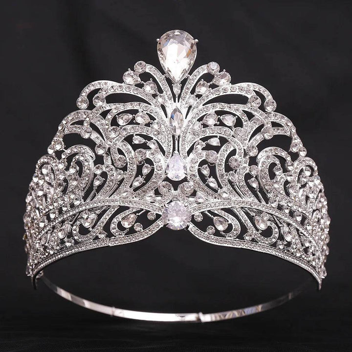 European Miss Universe Big Forest Crystal Wedding Crowns Cubic Zircon Crown Queen Rhinestone Tiara Party Stage Show Hair Jewelry - GiFTiFY