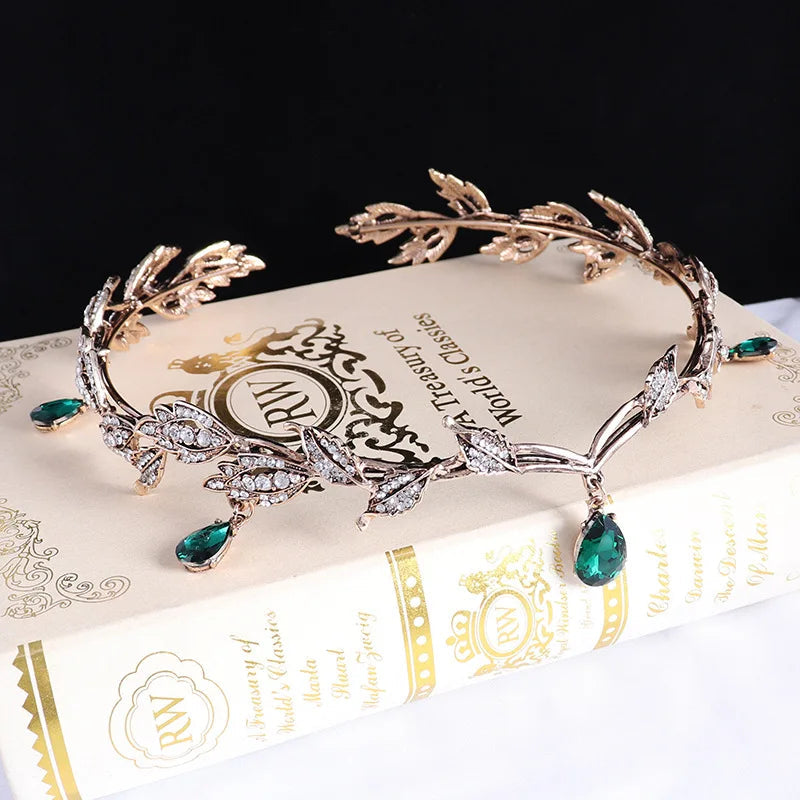 Luxury Crystal Crown Bridal Hair Accessories Wedding Rhinestone Waterdrop Leaf Tiara Crown Headband Frontlet Brides Hair Jewelry GiFTiFY