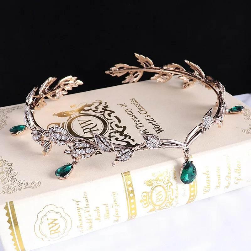 Luxury Crystal Crown Bridal Hair Accessories Wedding Rhinestone Waterdrop Leaf Tiara Crown Headband Frontlet Brides Hair Jewelry Tiaras by DSERS