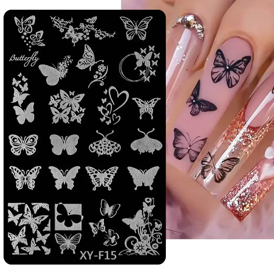 Spring Flowers Nail Stamping Plates Cherry Blossom