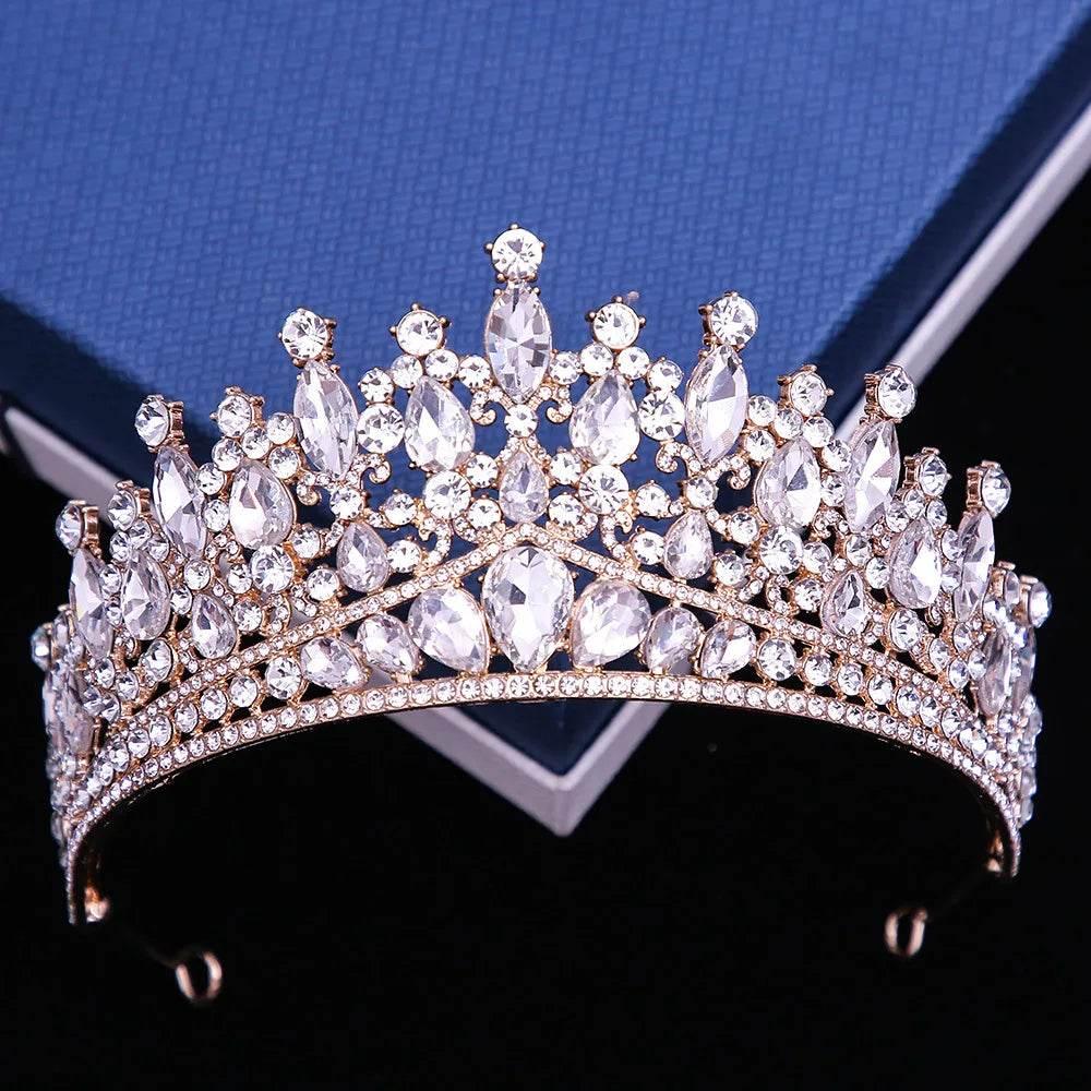 Baroque Pink Opal Crystal Bridal Crown Royal Queen Tiaras Rhinestone Pageant Prom Diadem Princess Wedding Crown Hair Accessories Tiaras by DSERS