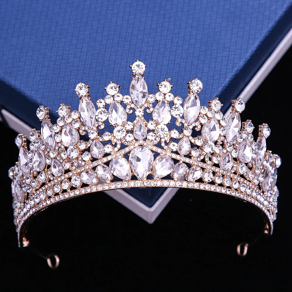 Baroque Pink Opal Crystal Bridal Crown Royal Queen Tiaras Rhinestone Pageant Prom Diadem Princess Wedding Crown Hair Accessories GiFTiFY