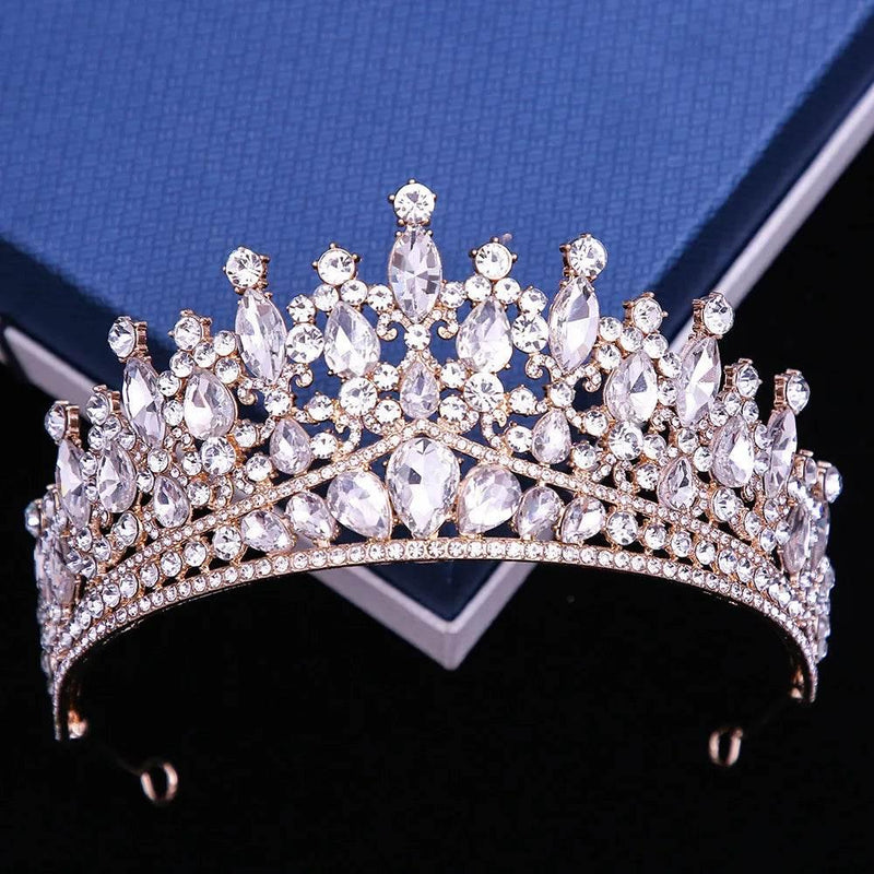 Baroque Pink Opal Crystal Bridal Crown Royal Queen Tiaras Rhinestone Pageant Prom Diadem Princess Wedding Crown Hair Accessories Tiaras by DSERS