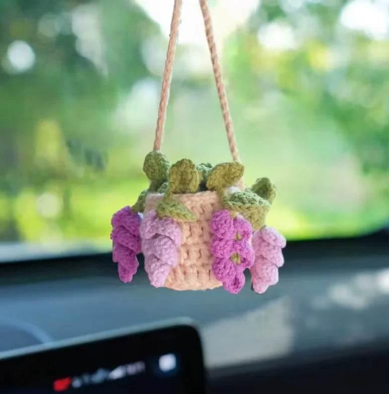 Handmade Crochet Car Styling Plants Succulent Car Plant Ornamentos Decoration Interior Accersories Cute Gift for Women by DSERS