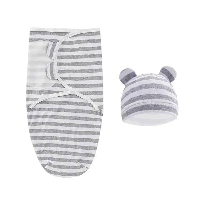 100% Organic Cotton Baby Swaddle Blanket Wrap Hat Set for Infant Adjustable Newborn Swaddle Baby Swaddle for 0-3 Month - GiFTiFY