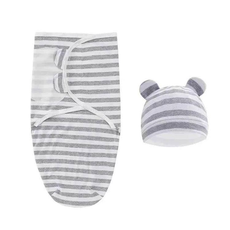 100% Organic Cotton Baby Swaddle Blanket Wrap Hat Set for Infant Adjustable Newborn Swaddle Baby Swaddle for 0-3 Month - GiFTiFY