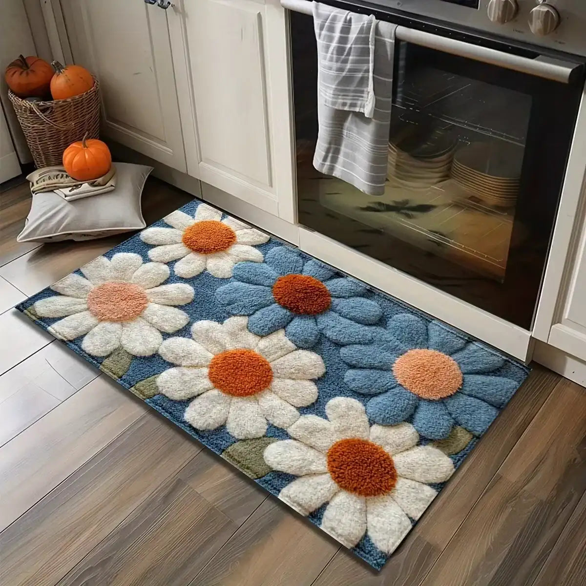 VIKAMA Daisy Pattern Carpet Doormat Non-slip Laundry Room Rug For Bedroom Floor Mat Home Decor Bedside Rugs Outdoor Carpet Bath Mat by DSERS