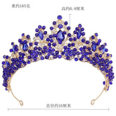 Baroque Pink Crystal Beads Bridal Crowns Handmade Tiaras Bride Headbands Rhinestone Diadem Queen Crown Wedding Hair Accessories - GiFTiFY