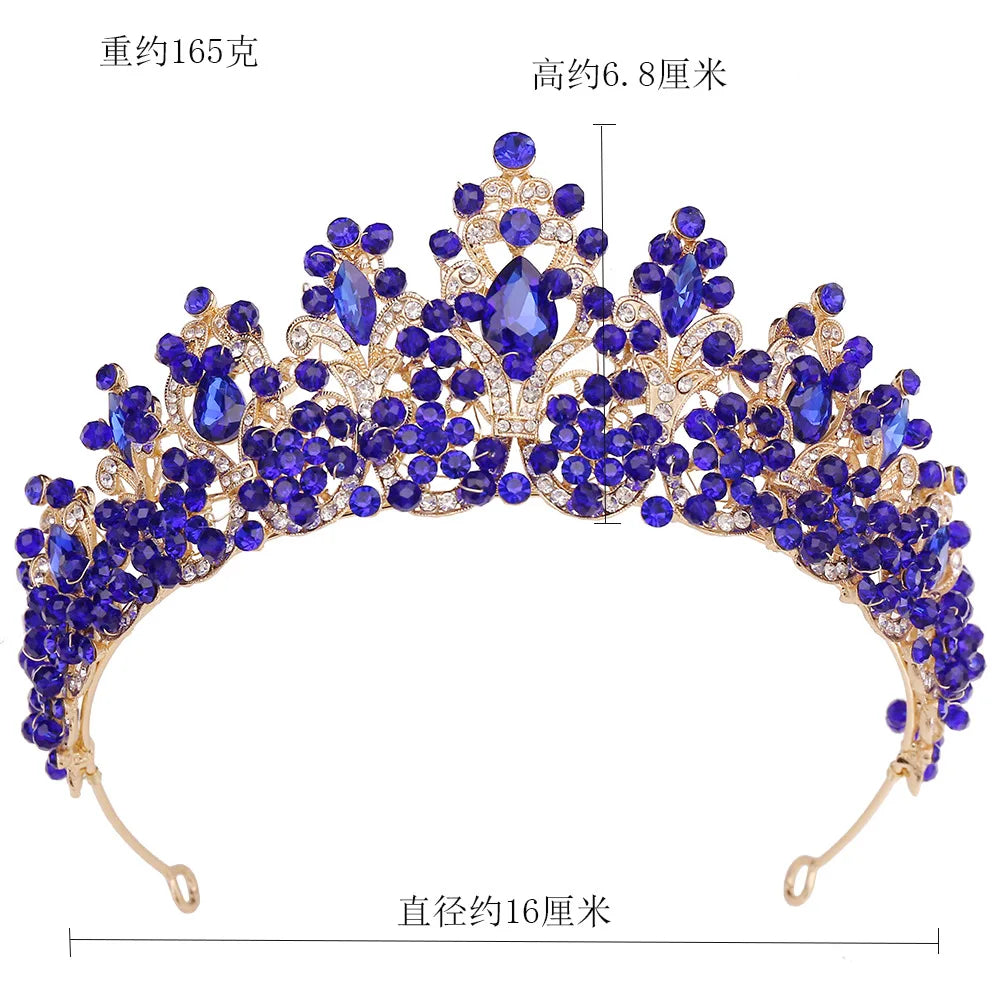 Baroque Pink Crystal Beads Bridal Crowns Handmade Tiaras Bride Headbands Rhinestone Diadem Queen Crown Wedding Hair Accessories DSERS