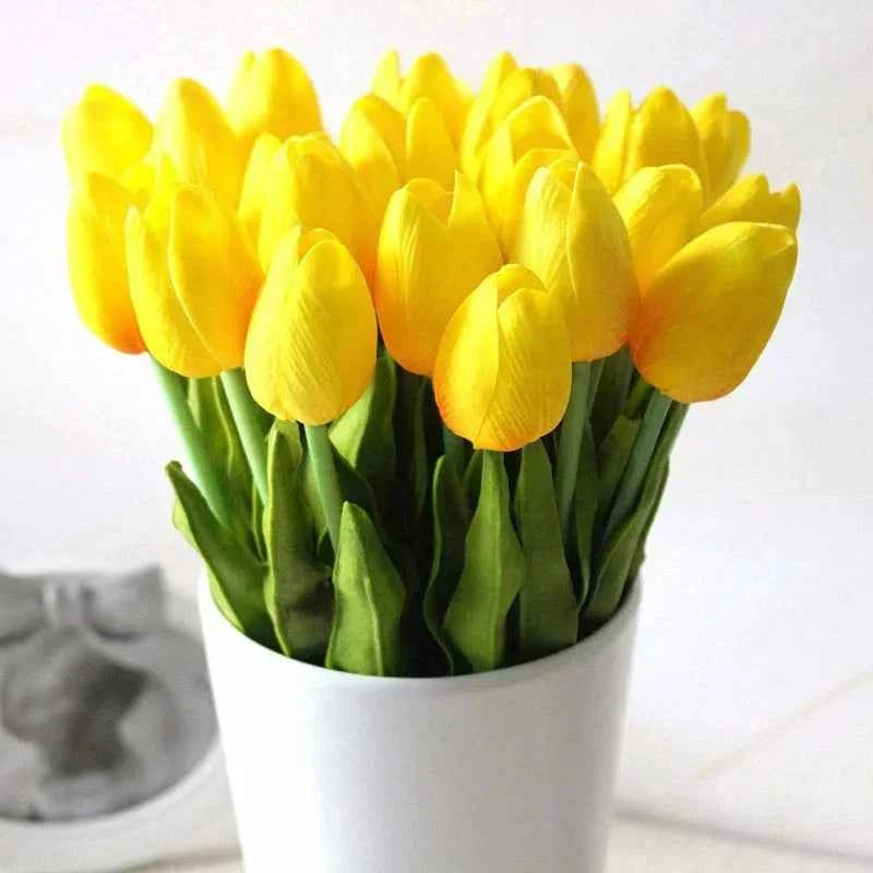 5 Pieces Tulips Artificial Flowers Bunch Home Decor Real Touch Tulip Flowers for Decoration Wedding Bridal Bouquet Fake Flowers by DSERS