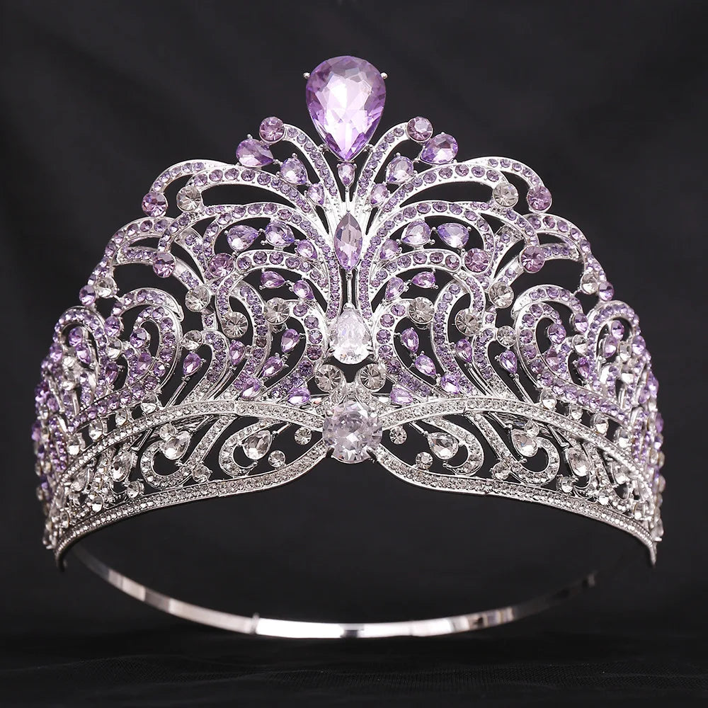 European Miss Universe Big Forest Crystal Wedding Crowns Cubic Zircon Crown Queen Rhinestone Tiara Party Stage Show Hair Jewelry GiFTiFY