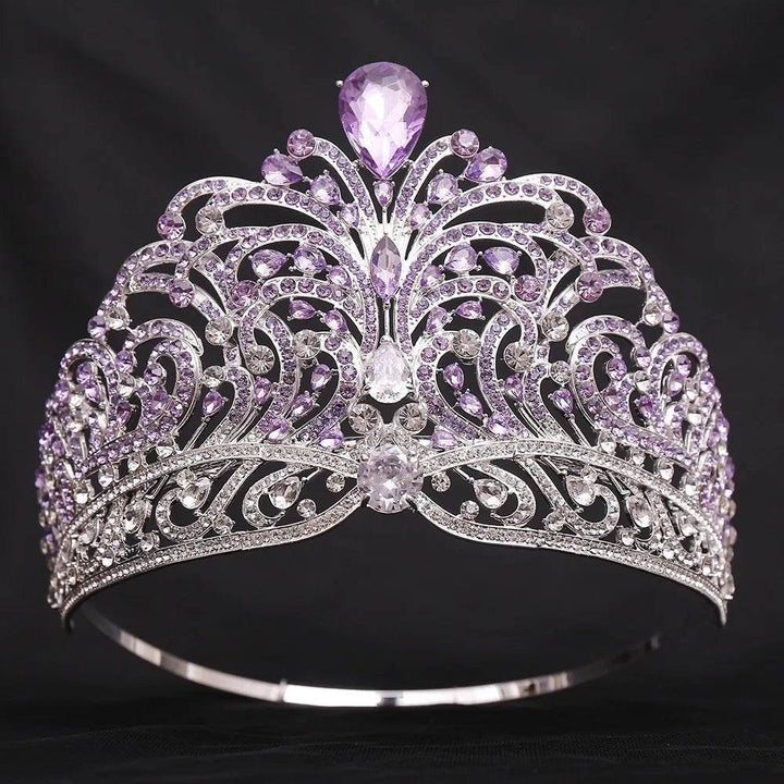 European Miss Universe Big Forest Crystal Wedding Crowns Cubic Zircon Crown Queen Rhinestone Tiara Party Stage Show Hair Jewelry - GiFTiFY