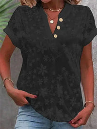 Elegant V-Neck Short Sleeve Blouse for Summer