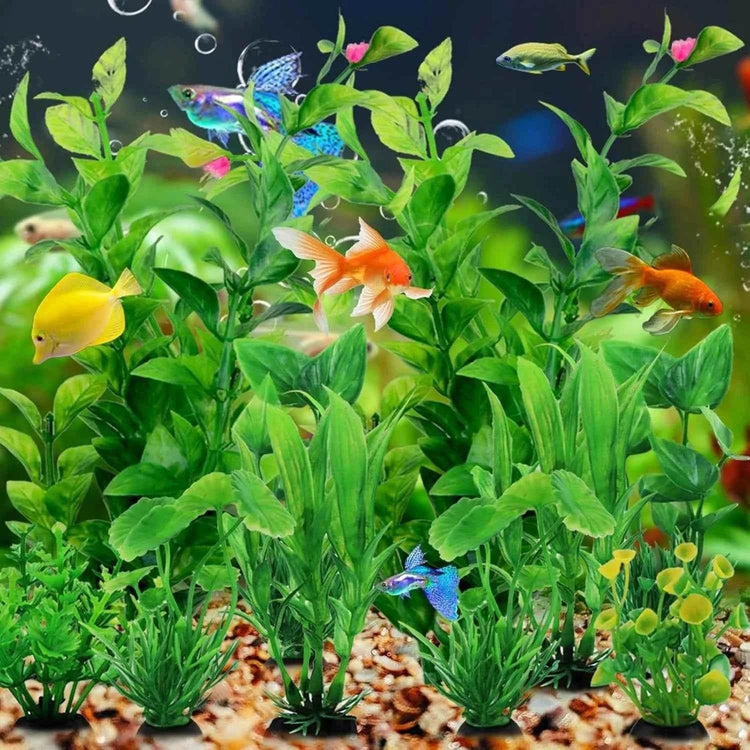 Fish Tank Accessories Green Plants 10pcs Green Fish Tank Decorations Aquarium Artificial Plastic Plants Decor Plastic Plants - GiFTiFY