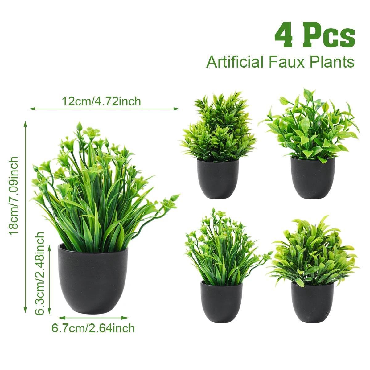 1/4pcs Artificial Plants Potted Green Bonsai Small Tree Grass Plant Pot Ornament Fake Flower for Home Garden Decor Wedding Party by DSERS