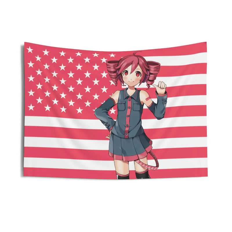 Anime Hatsune Miku American Flag Background Decoration Tapestry Dormitory Bedhead Tapestry Living Room Sofa Background Tapestry wall decore by DSERS