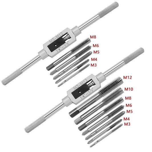 M3-M12 8/6 PCS Metric Hand Tap Set HSS Right-handed Tapping Drill Thread Punching Wrench Hand Tools Male to Make Thread in Steel GiFTiFY