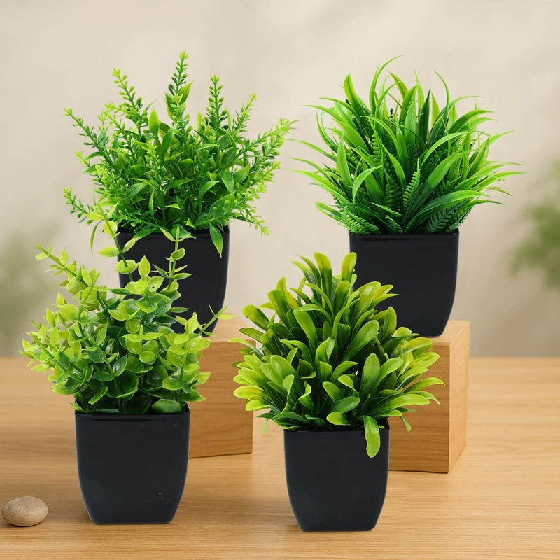 1/4pcs Artificial Plants Potted Green Bonsai Small Tree Grass Plant Pot Ornament Fake Flower for Home Garden Decor Wedding Party by DSERS