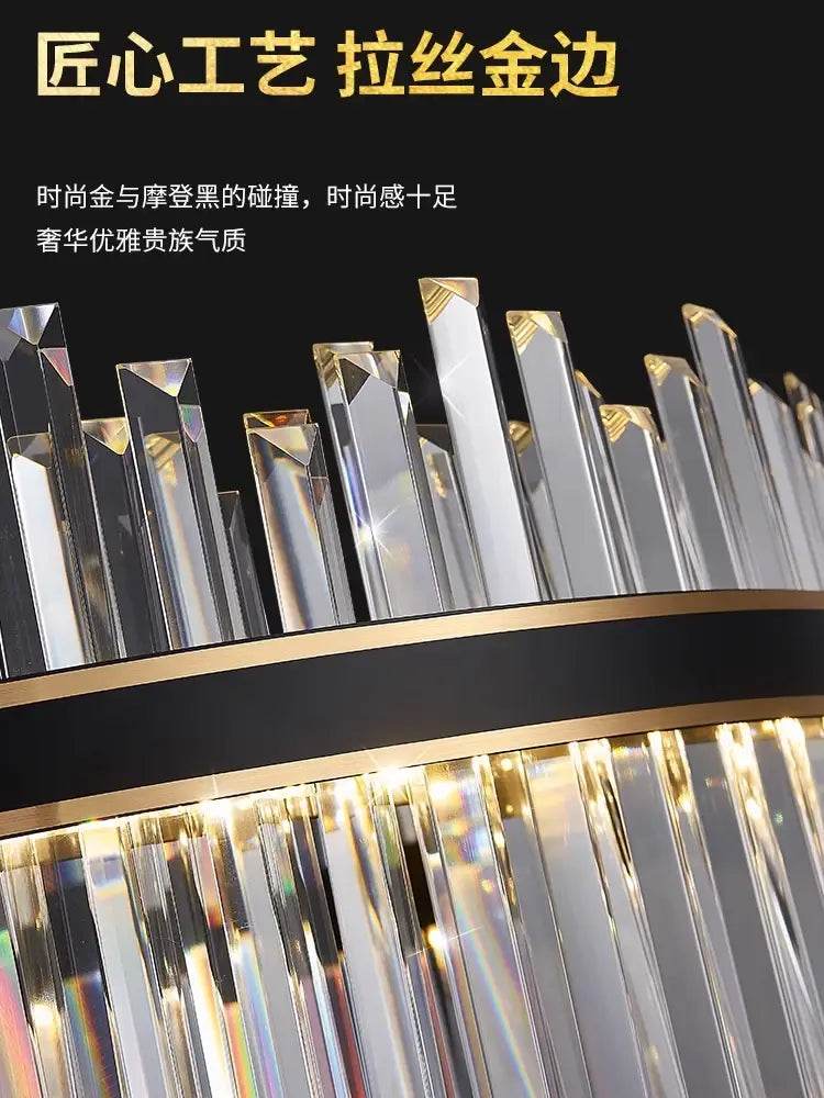 Gold Dia 80cm Crystal Ceiling Pendant Luxury Modest Crystal Chandelier Round Crystal Chandelier