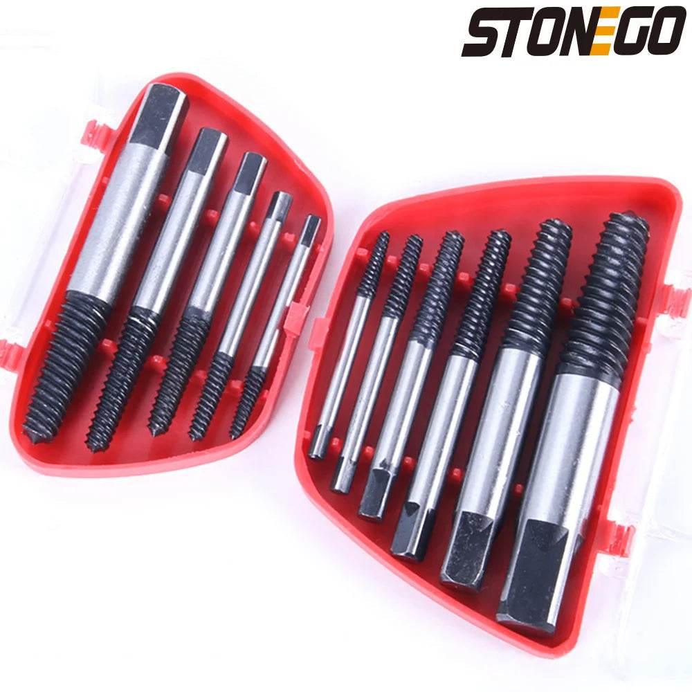 STONEGO 5PCS/6PCS Broken Damaged Screwdriver Extractor Drill Bit Set Carbon Steel Double Side Screw Pull Center Drill Bits Extractor Drill Bit Set by DSERS
