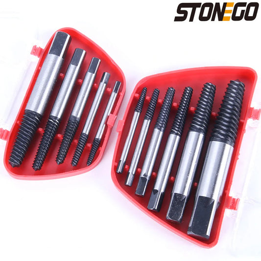 STONEGO 5PCS/6PCS Broken Damaged Screwdriver Extractor Drill Bit Set Carbon Steel Double Side Screw Pull Center Drill Bits GiFTiFY
