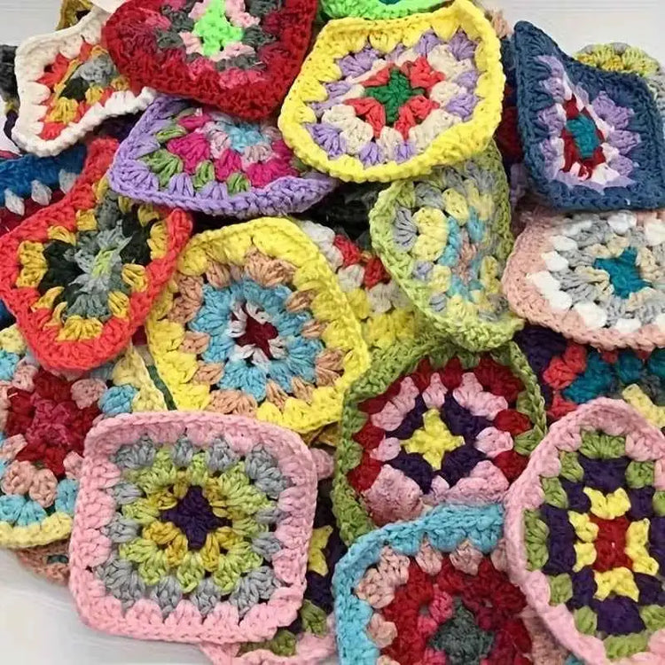 Mix Colors Handmade Crochet Doilies Suit Square Flower Piece Clothing Pocket Coaster Bag Tablecloth DIY Jewelry 6cm