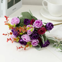 Rose Artificial Flowers Silk Flower with Stems Fake Flowers Bouquet Centerpiece