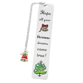 A stainless steel pendant bookmark about Christmas, the warmest Christmas reading gift for loved ones on Christmas Eve.