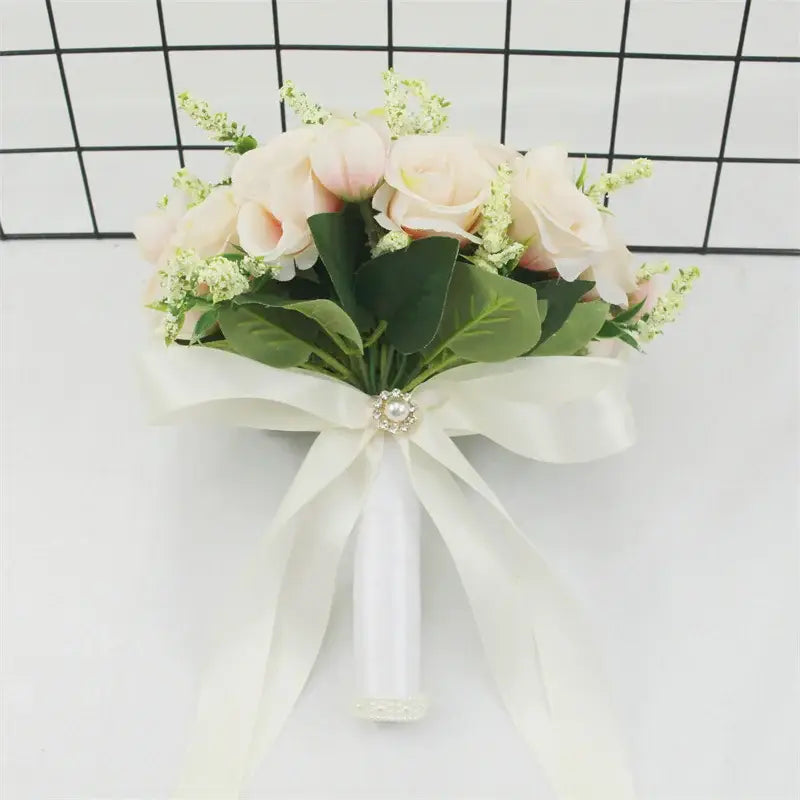 White Silk Flowers Wedding Bouquet
