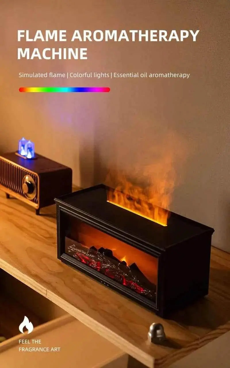7 colors of essential oil fireplace diffuser mini flame aromatherapy fireplace humidifier aromatherapy oil diffuser Fireplace Box by DS