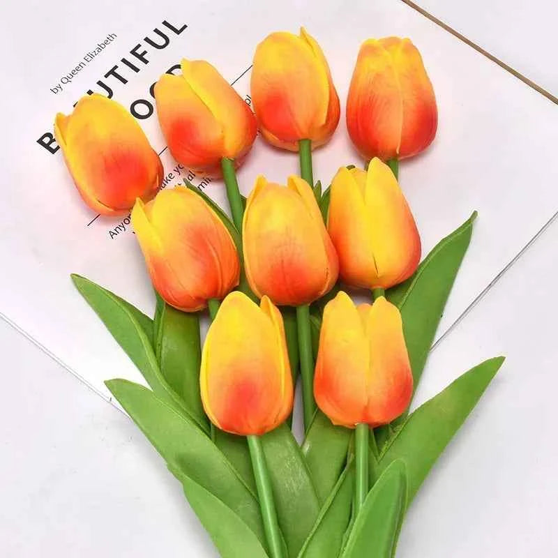 5 Pieces Tulips Artificial Flowers Bunch Home Decor Real Touch Tulip Flowers for Decoration Wedding Bridal Bouquet Fake Flowers by DSERS