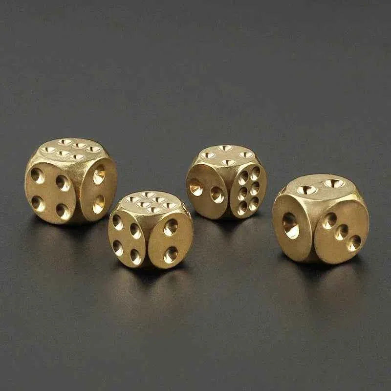 2pcs/lot Copper Dice Brass Dice Sieve Creative Mahjong Dice Bar Tool Outdoor Small Toy 13mm/15mm by DSERS