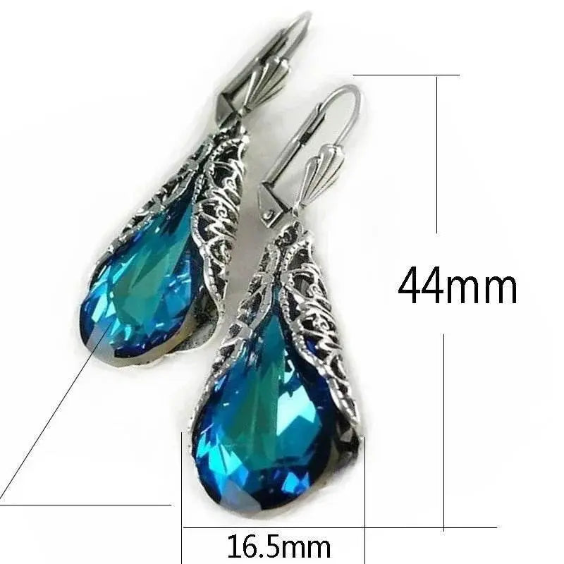 Elegant Blue Water Drop Zircon Dangle Earrings Zircon Dangle Earrings by Zopi