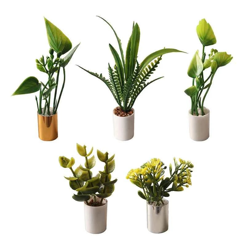 1:12 Dollhouse Miniature Potted Plant Green Leaves Pot Bonsai Garden Home Model Decor Toy Doll House Accessories by DSERS
