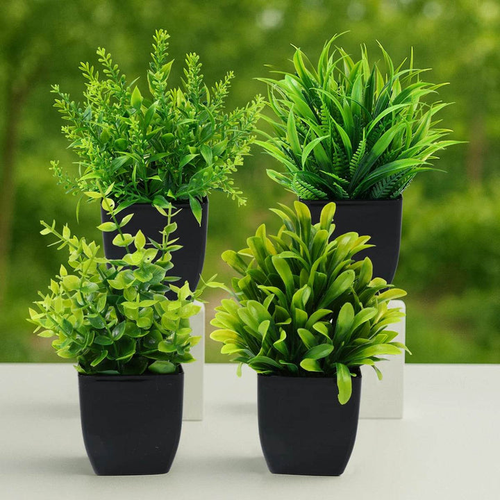 1/4pcs Artificial Plants Potted Green Bonsai Small Tree Grass Plant Pot Ornament Fake Flower for Home Garden Decor Wedding Party - GiFTiFY